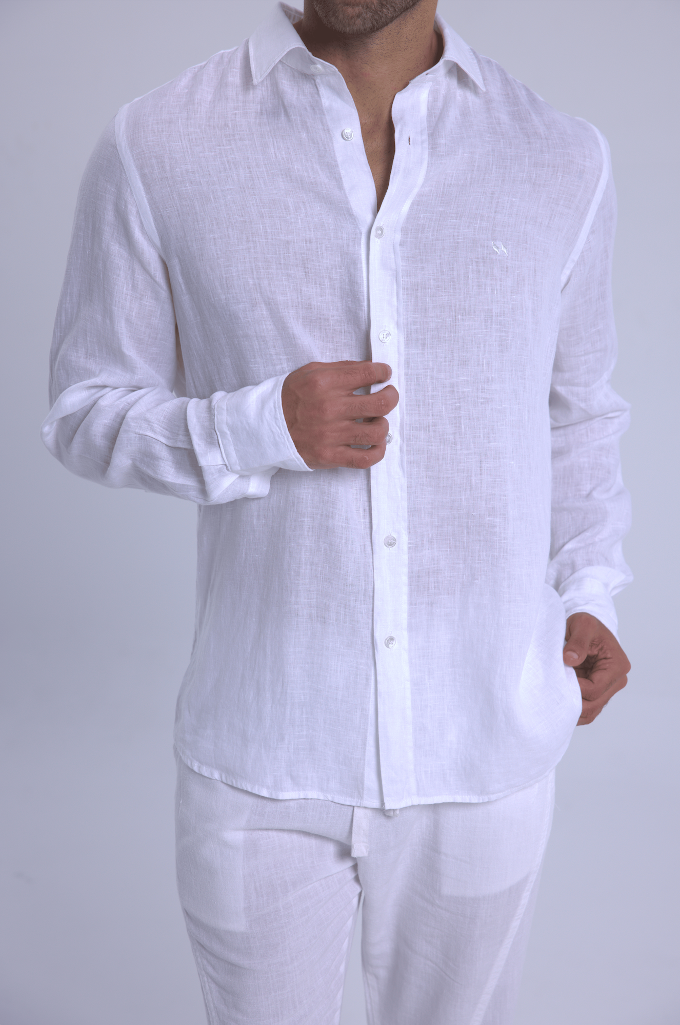 Long sleeve WHITE linen shirt