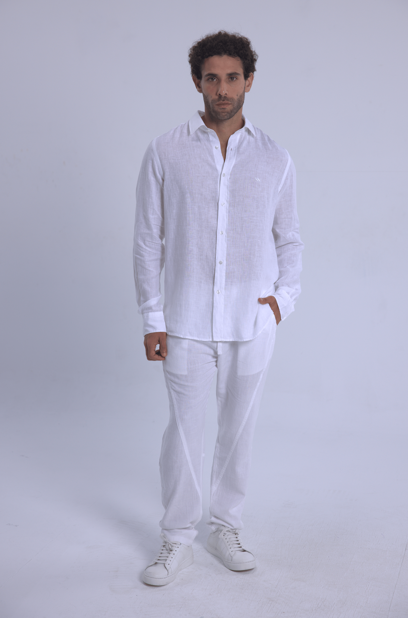 Long sleeve WHITE linen shirt