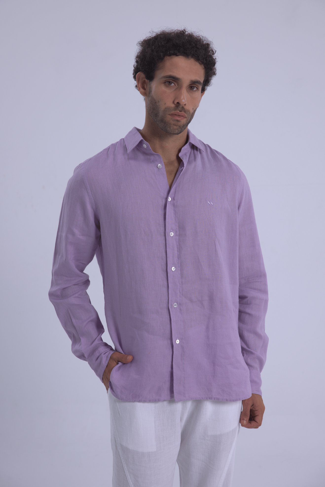 Long sleeve LAVANDER linen shirt