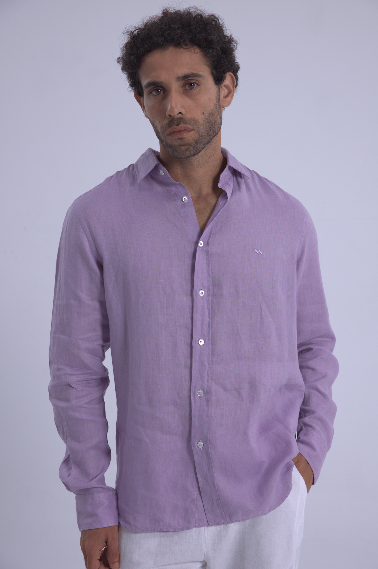 Long sleeve LAVANDER linen shirt