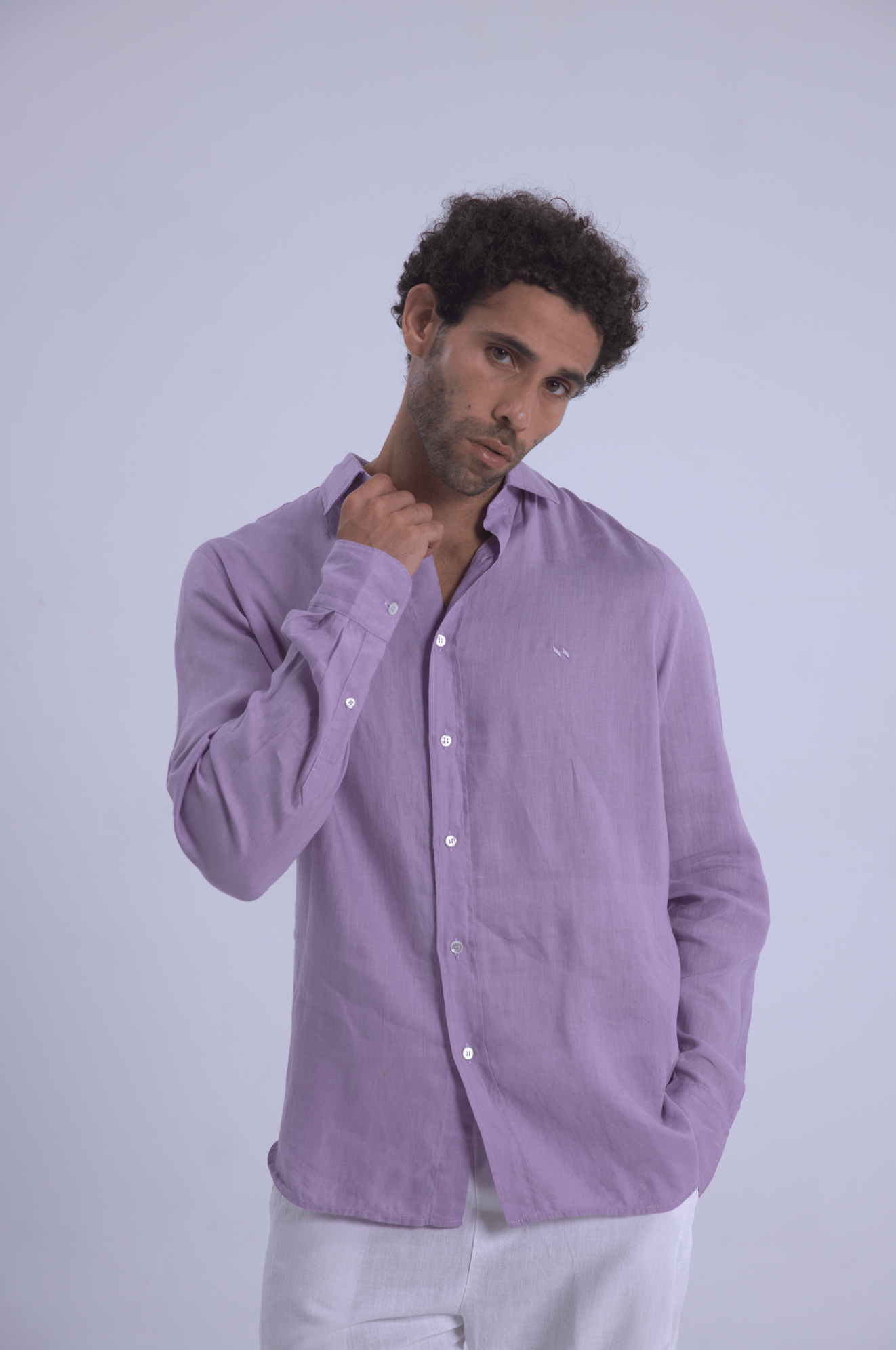 Long sleeve LAVANDER linen shirt